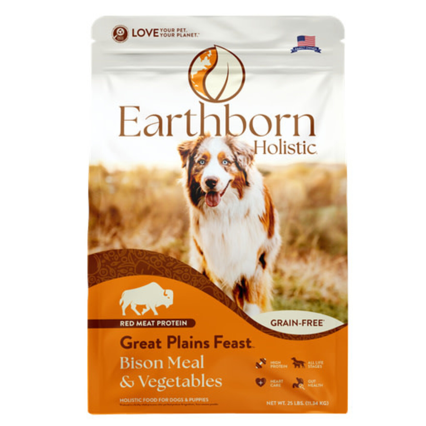 Earthborn Holistic Pet Food Earthborn Holistic Great Plains Feast Bison Meal & Vegetables Grain-Free Dry Dog Food 25#