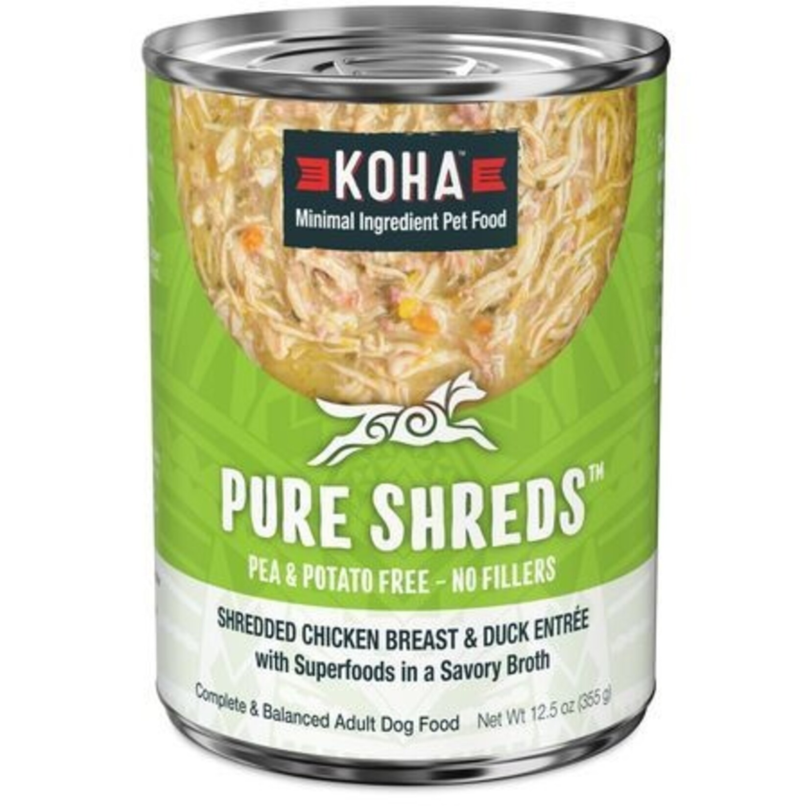 Koha KOHA Pure Shreds Chicken & Duck Entree High Protein Wet Dog Food 12.5 oz