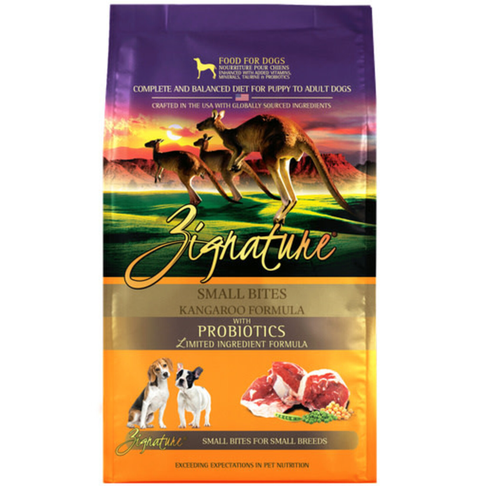 Zignature Zignature Kangaroo Formula Small Bites Dry Dog Food 4#