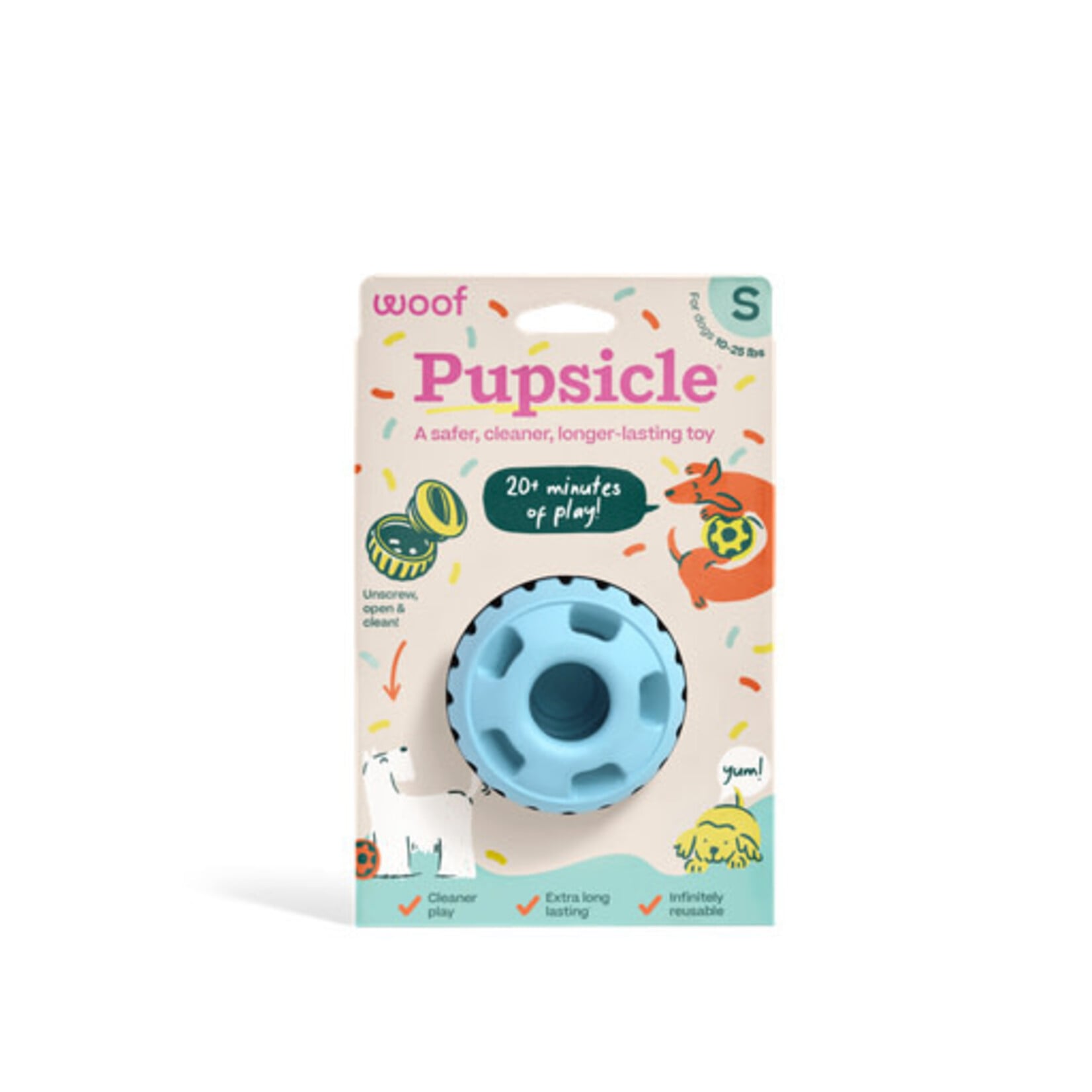 Woof Pet Woof Party Pupsicle Treat Dispensing Dog Toy, Buddy Blue, Small