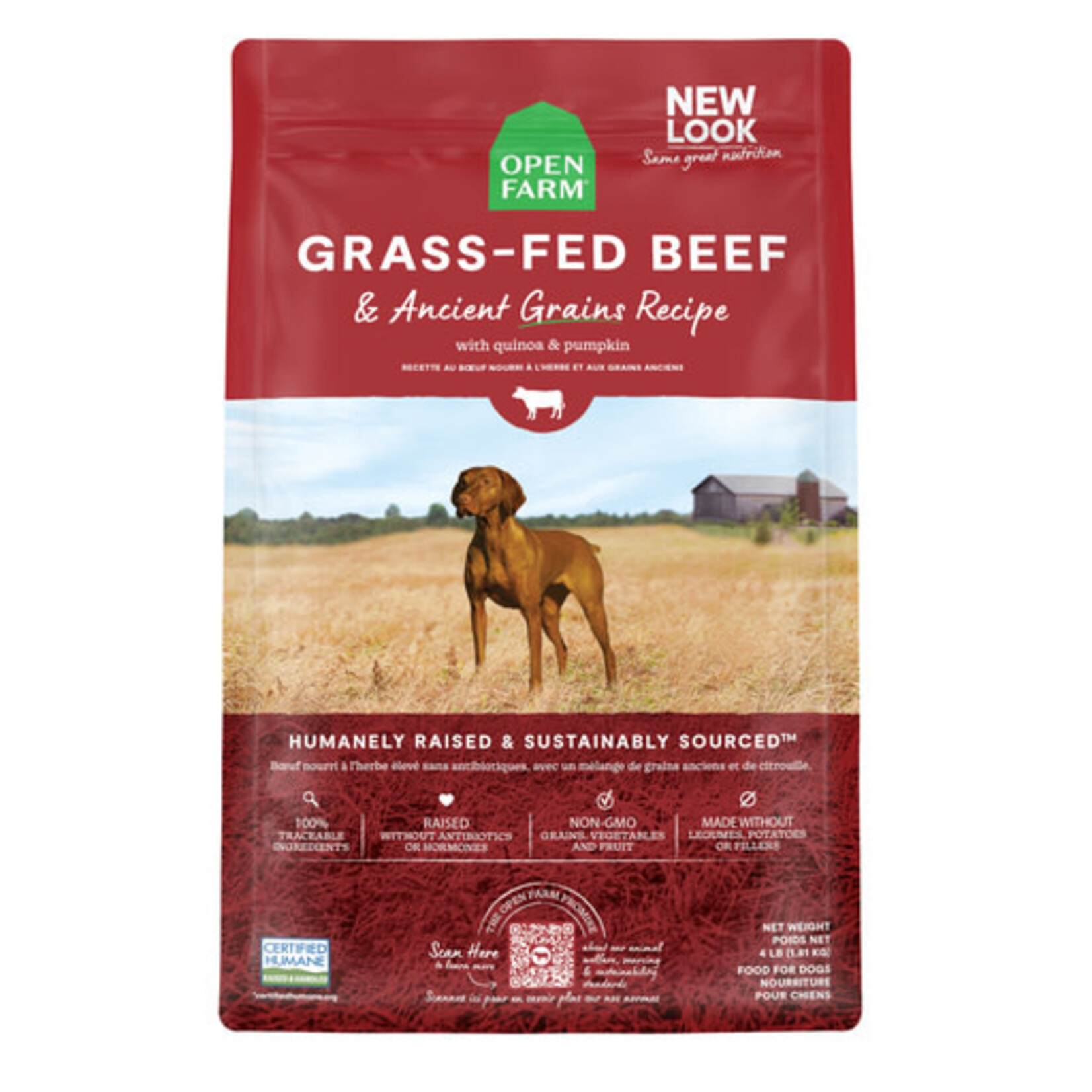 Open Farm Open Farm Grass-Fed Beef & Ancient Grains Dry Dog Food 11#