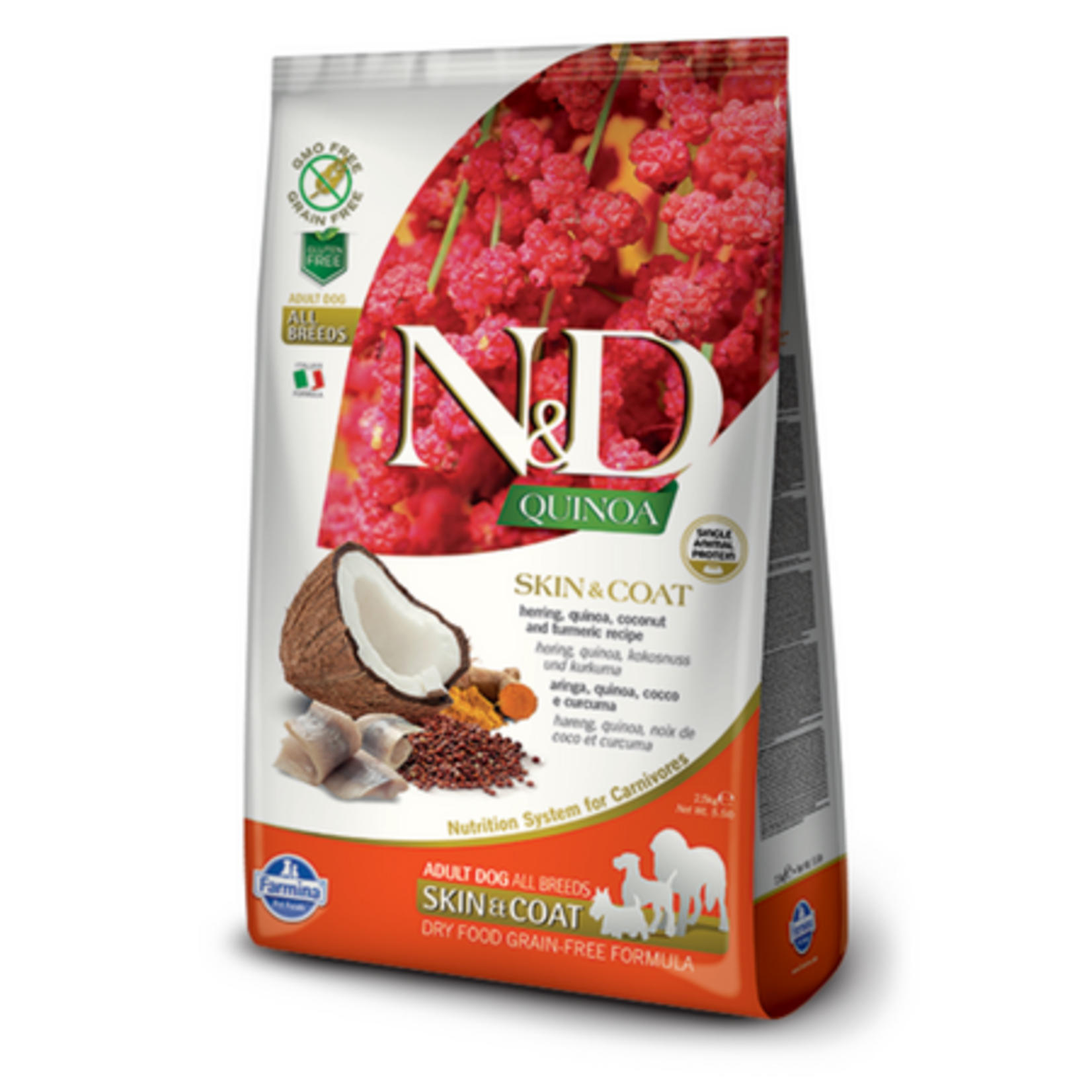 Farmina Farmina N&D Quinoa Skin & Coat Herring, Coconut & Turmeric Medium & Maxi Dry Dog Food 5.5#