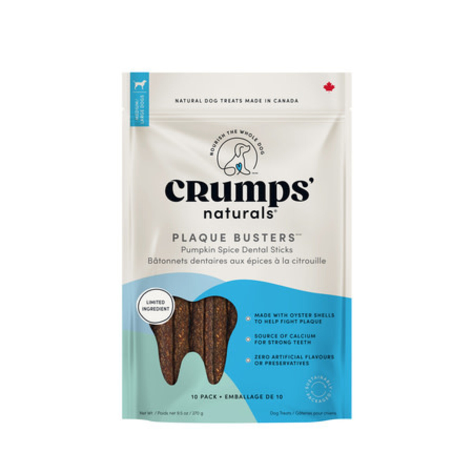 Crumps Crumps' Naturals Plaque Busters with Pumpkin Spice Dental Dog Treats 10 Pack