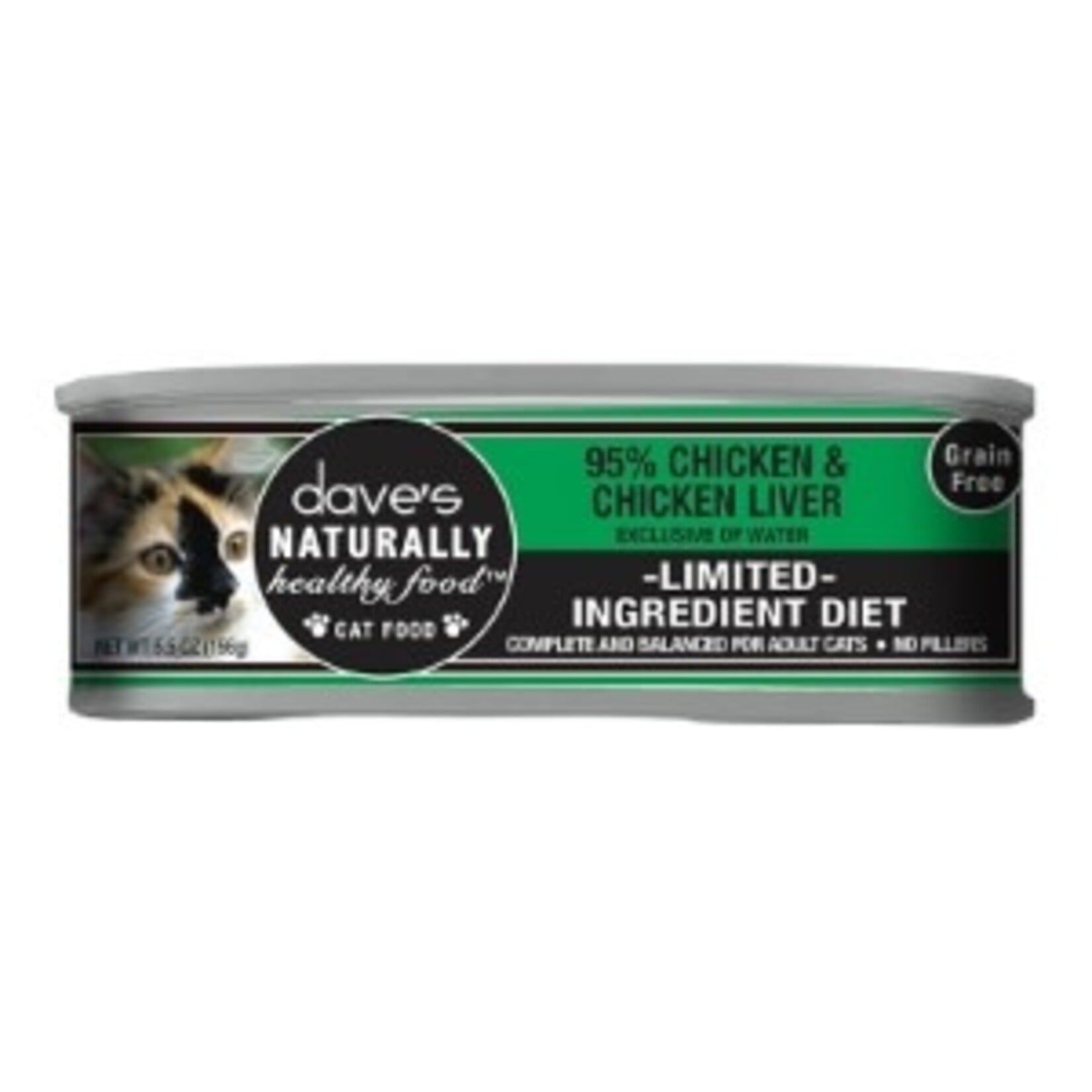 Dave's Pet Food Dave's 95% Chicken & Chicken Liver Pate Limited Ingredient Carrageenan Free Wet Cat Food 5.5 oz