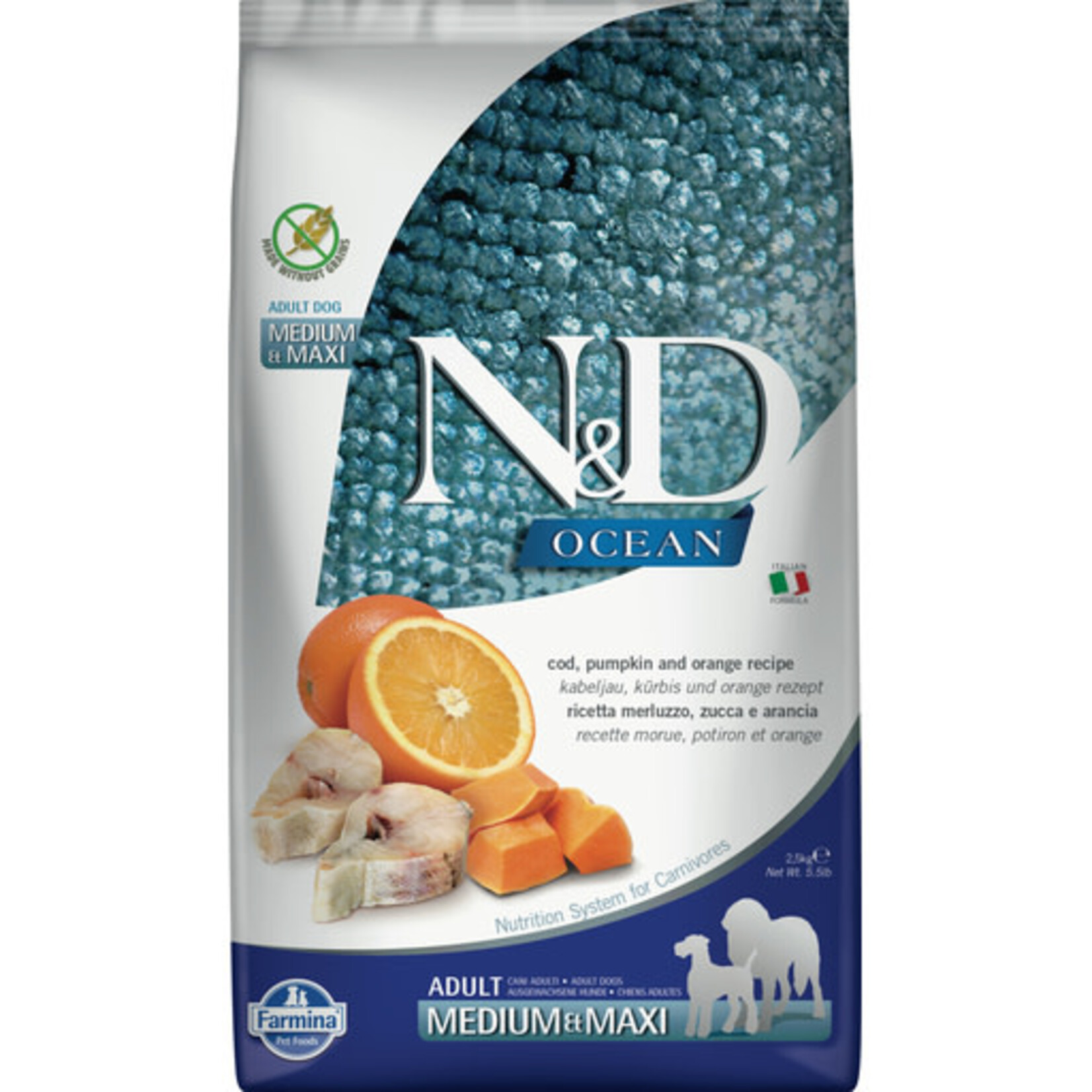 Farmina Farmina N&D Ocean Cod, Pumpkin & Orange Medium & Maxi Dry Dog Food 26.4#