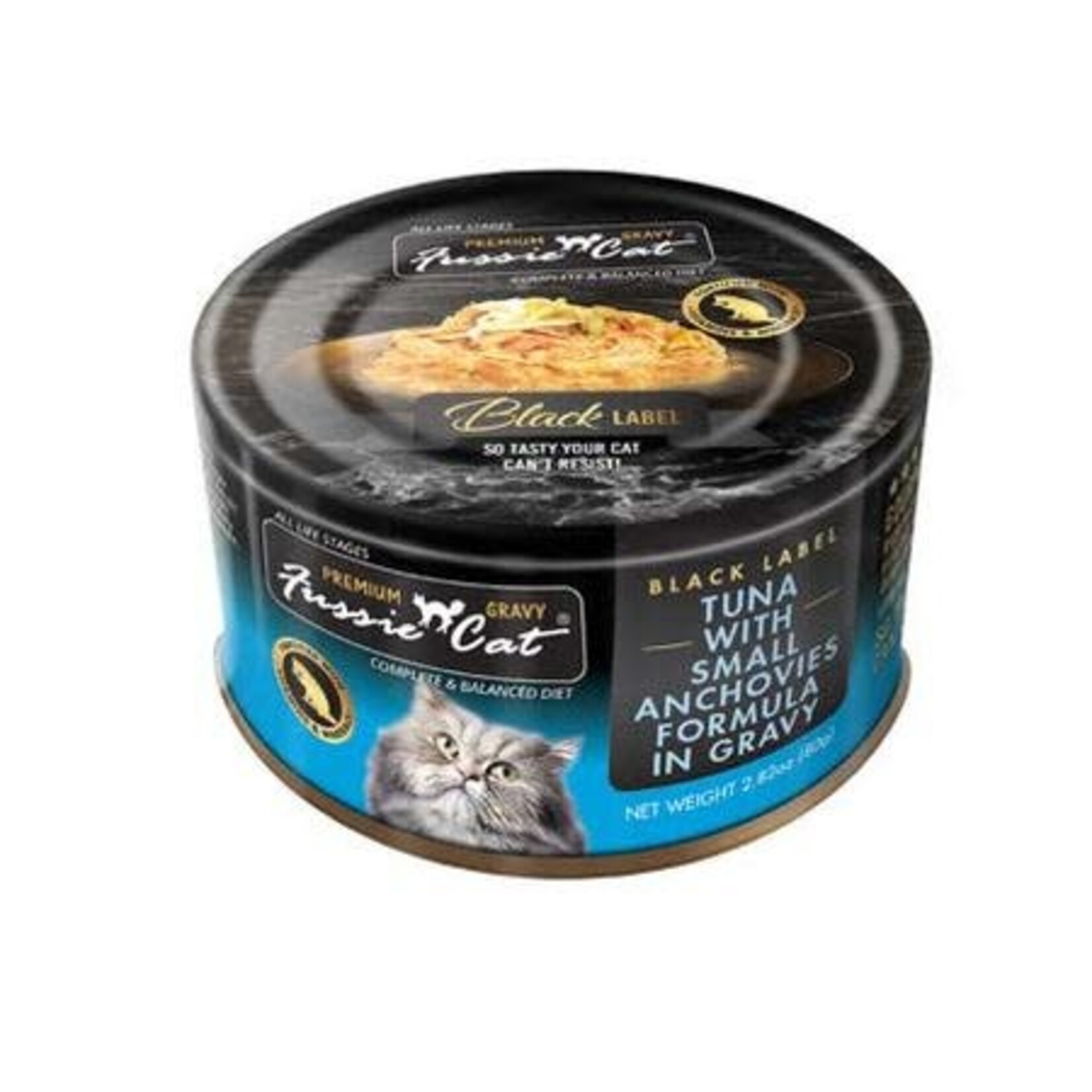 Fussie Cat Fussie Cat Black Label Tuna with Small Anchovies in Gravy Wet Cat Food 2.82 oz