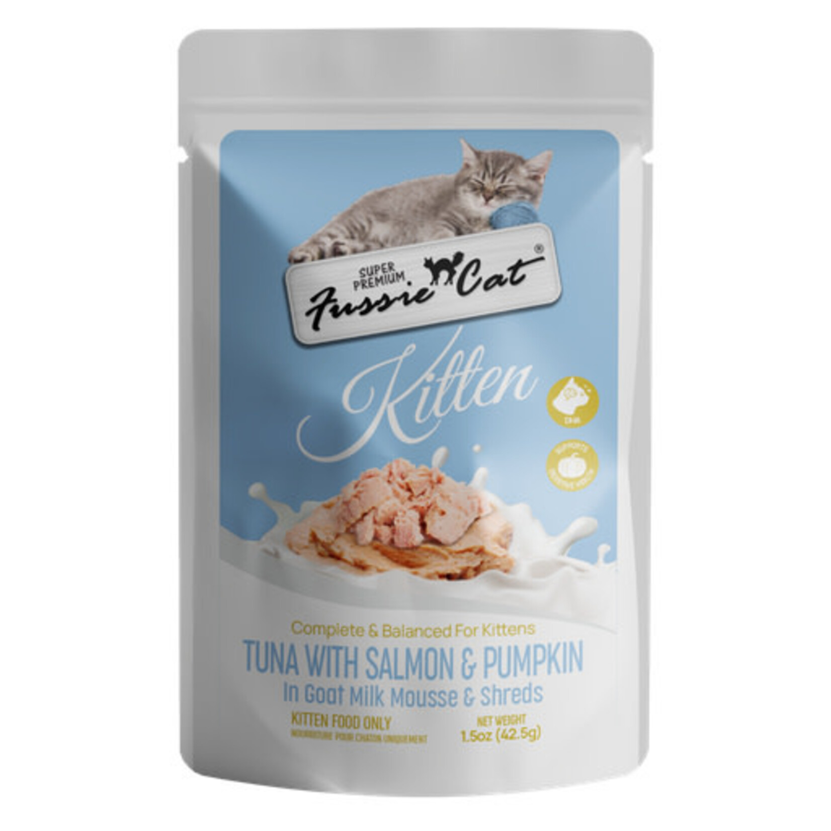 Fussie Cat Fussie Cat Kitten Tuna and Salmon with Pumpkin & Goat Milk Mousse & Shreds 1.5 oz