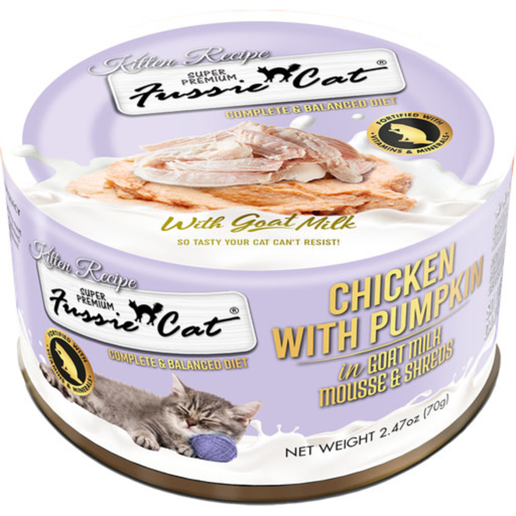 Fussie Cat Fussie Cat Kitten Mousse Chicken with Pumpkin in Goat Milk Wet Cat Food & Shreds 2.47 oz