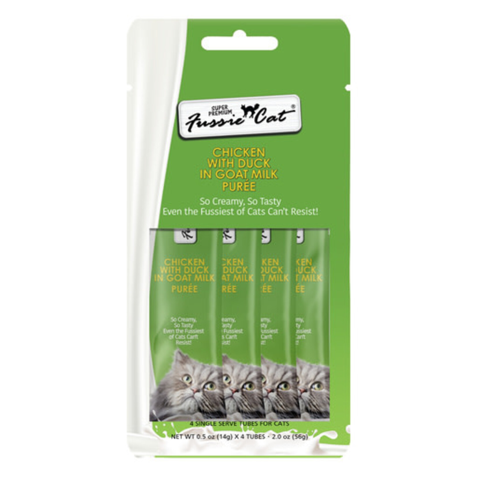 Fussie Cat Fussie Cat Chicken with Duck in Goat Milk Puree Lickable Cat Treats 2 oz - 4 pack