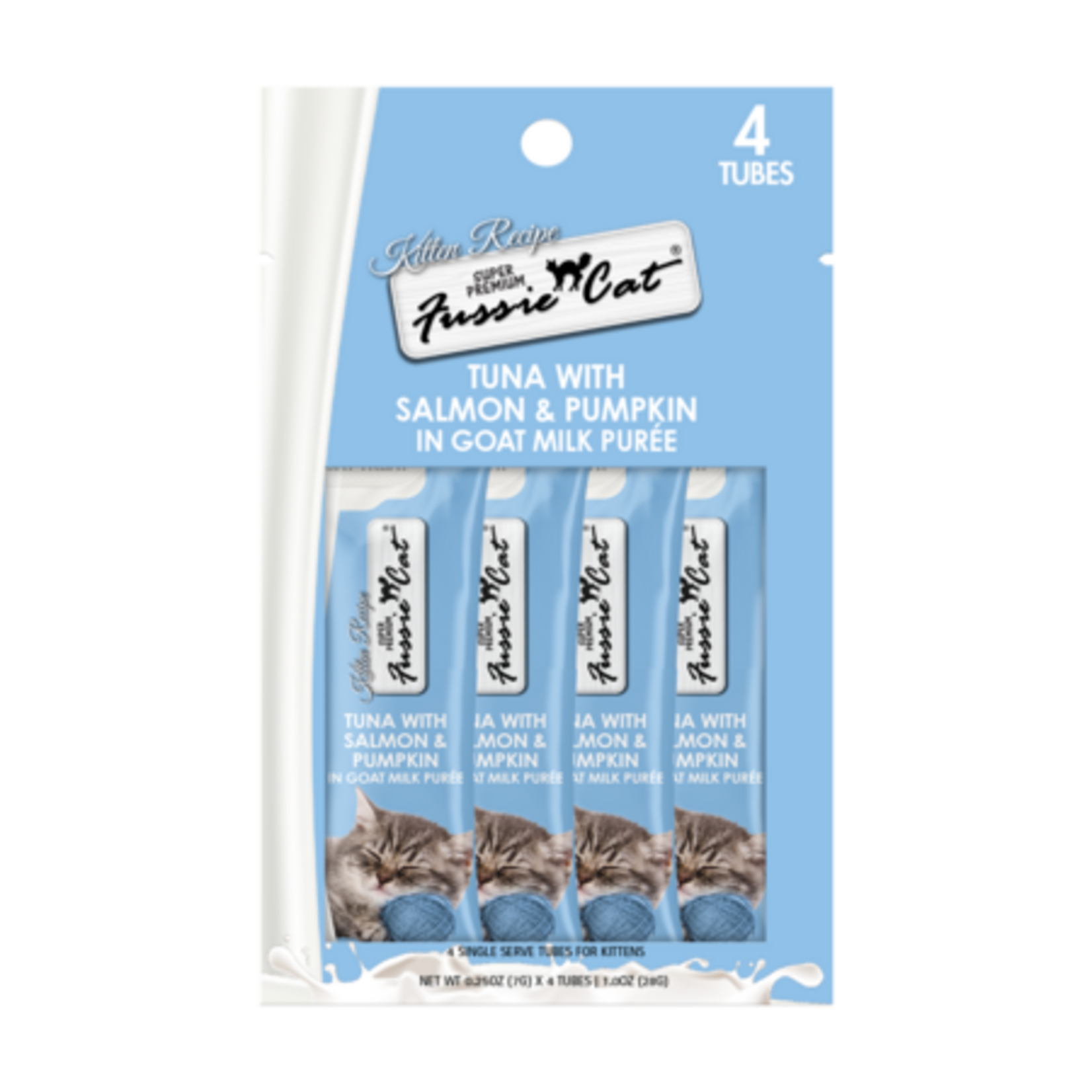Fussie Cat Fussie Cat Tuna with Salmon & Pumpkin in Goat Milk Puree Lickable Kitten Recipe Cat Treats 1 oz - 4 Pack