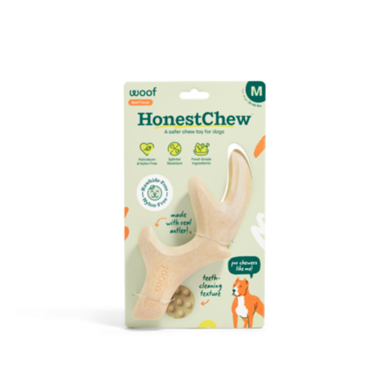 Woof Pet Woof HonestChew Antler All-Natural Food Grade Dog Chew Toy, Medium