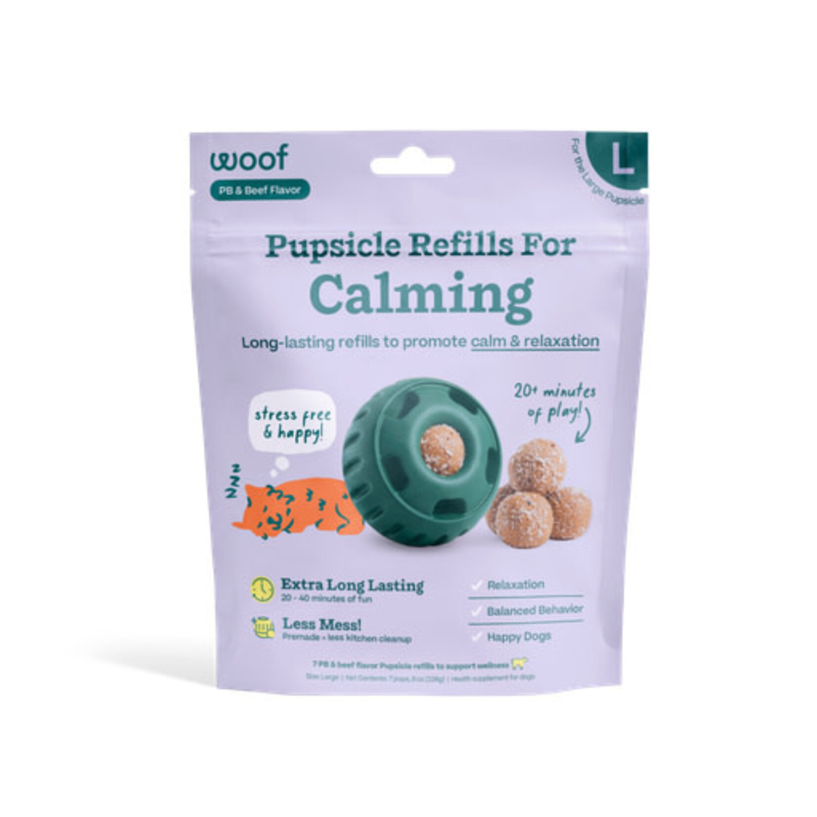 Woof Pet Woof Pupsicle Calming Pops Refills Calming Beef Grain-Free Lickable Dog Treats, Large