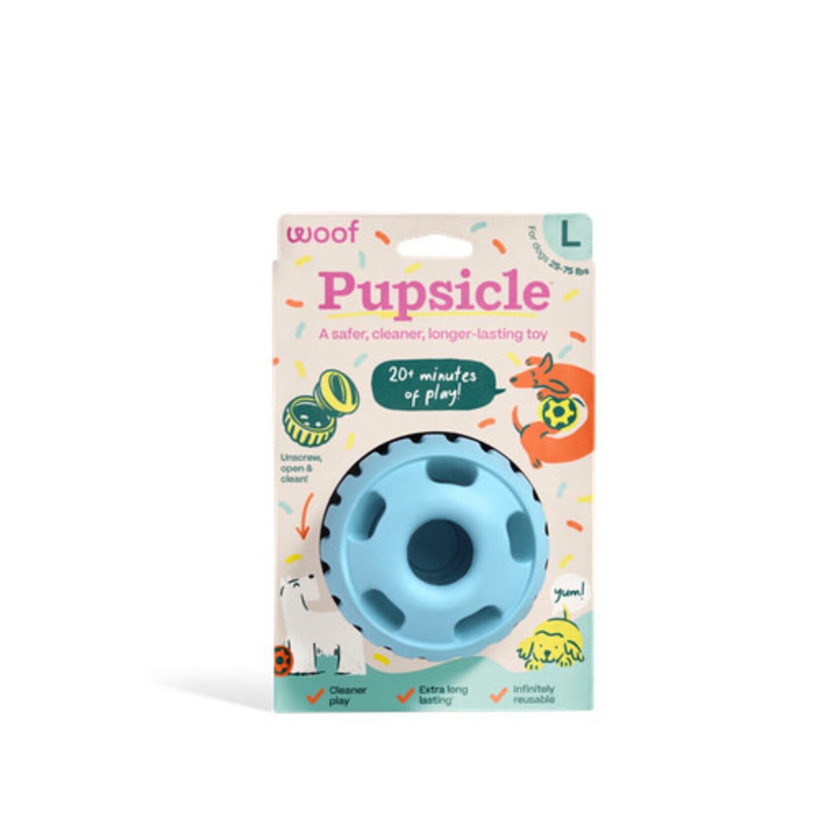 Woof Pet Woof Party Pupsicle Treat Dispensing Dog Toy, Buddy Blue, Large