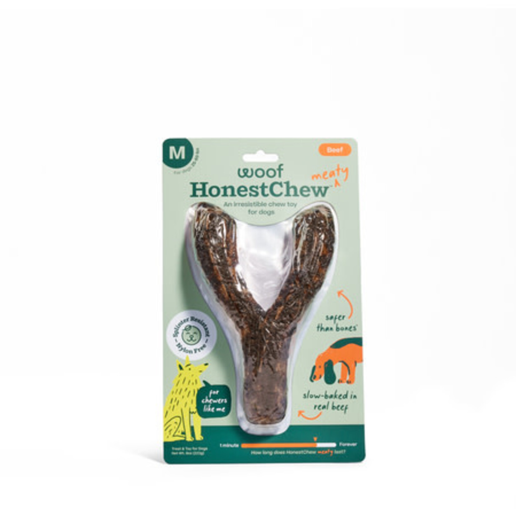Woof Pet Woof HonestChew Real Beef Meaty Wishbone Dog Chew, Medium