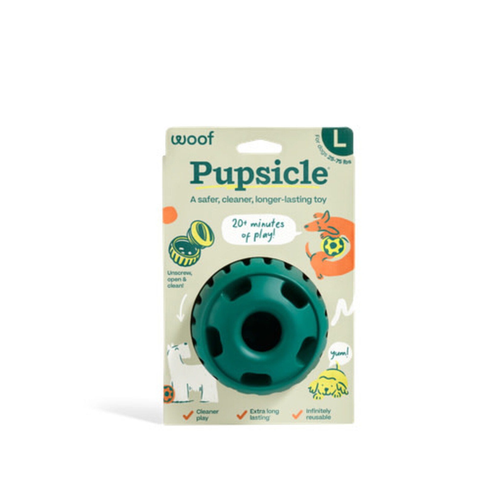 Woof Pet Woof Pupsicle Treat Dispensing Dog Toy, Dark Green, Large