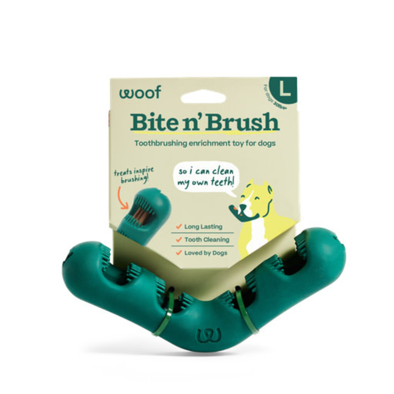 Woof Pet Woof Bite n' Brush Dog Toothbrush Toy Dental Stick Dispenser, Large