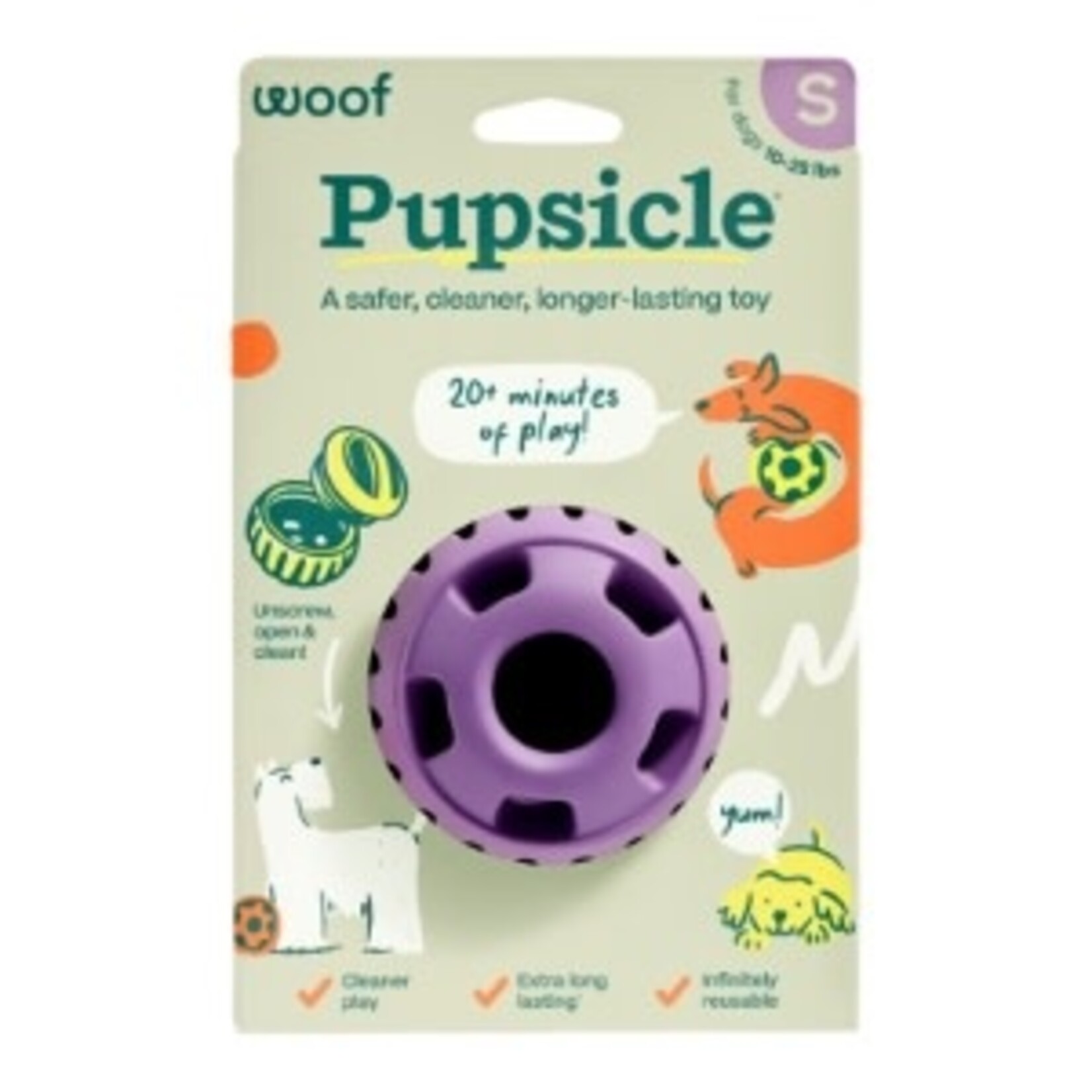 Woof Pet Woof Pupsicle Treat Dispensing Dog Toy, Lavender, Small