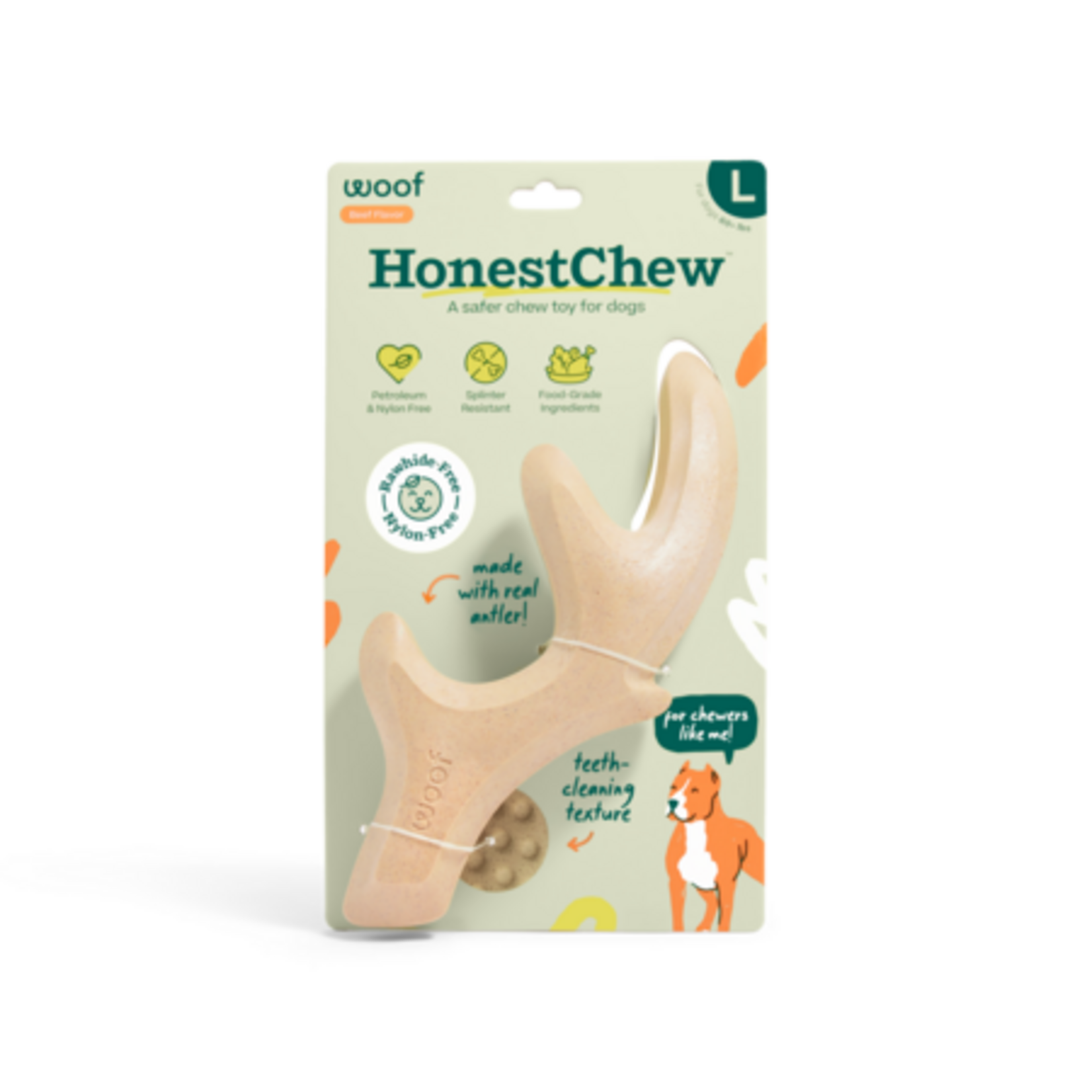 Woof Pet Woof HonestChew Antler All-Natural Food Grade Dog Chew Toy, Large