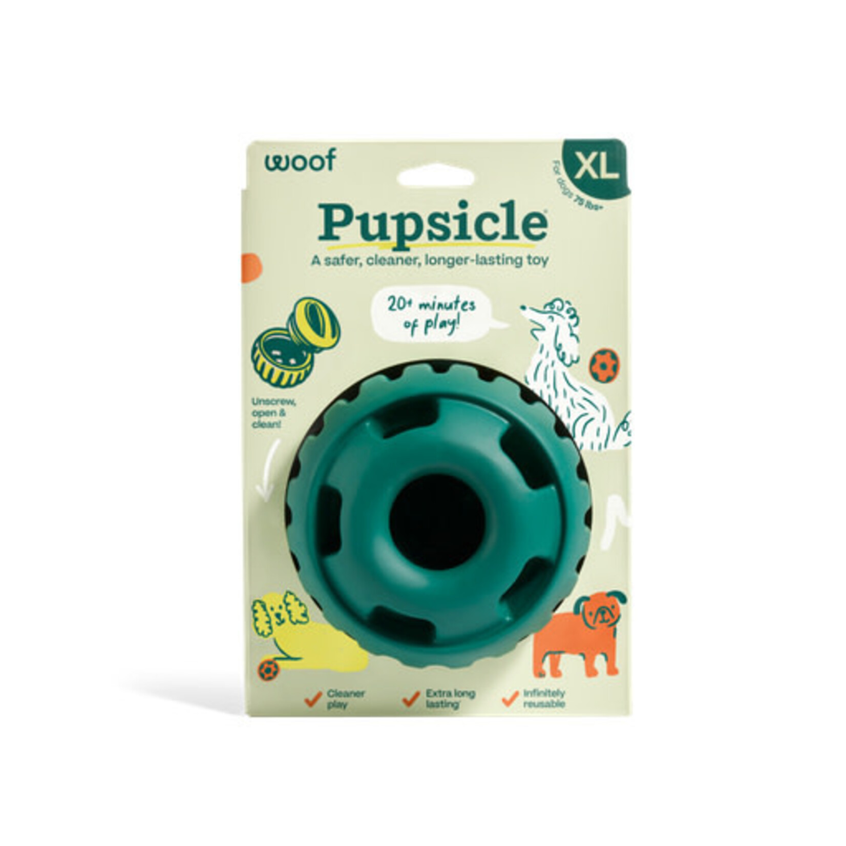 Woof Pet Woof Pupsicle Treat Dispensing Dog Toy, Dark Green, Extra Large