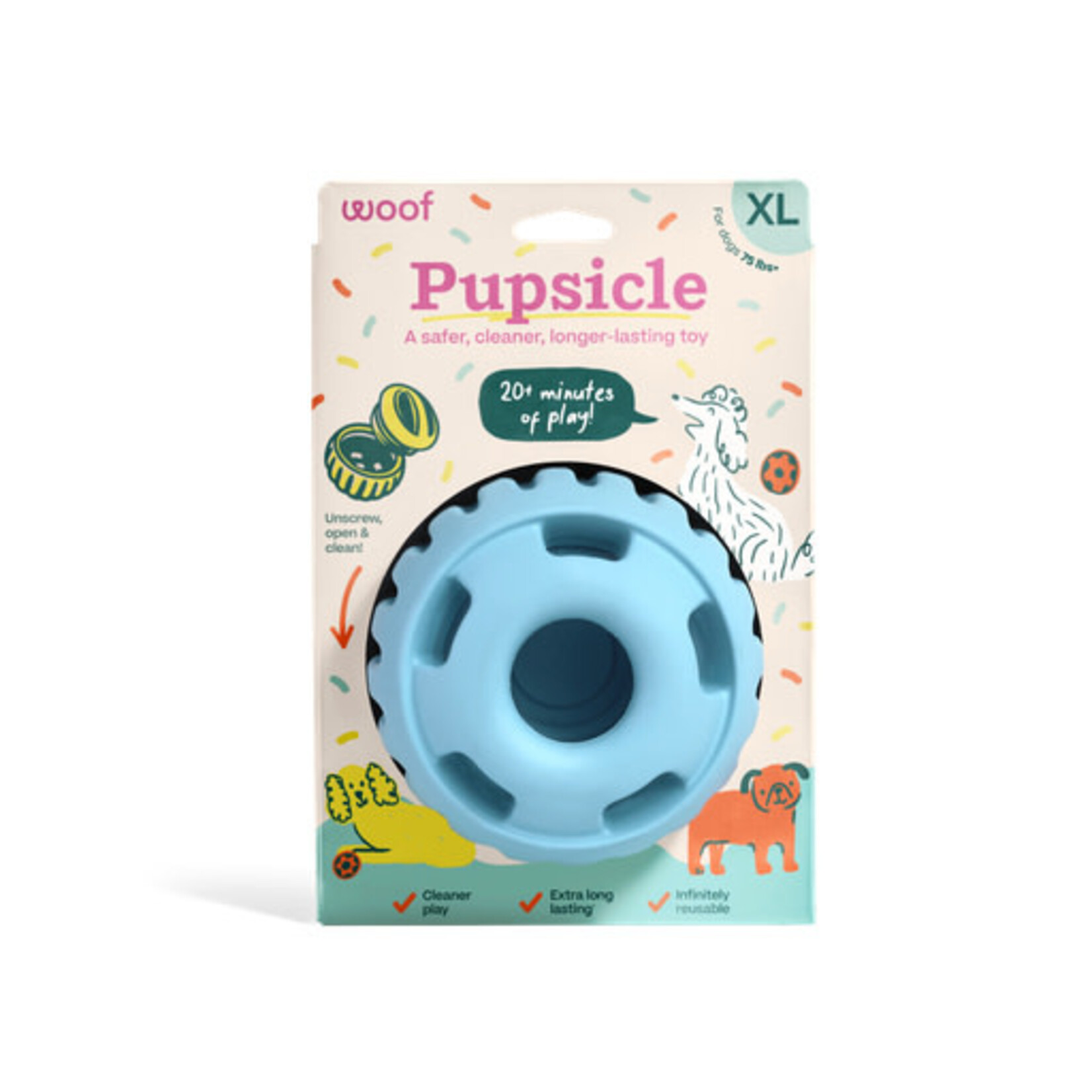Woof Pet Woof Pupsicle Treat Dispensing Dog Toy, Buddy Blue, Extra Large