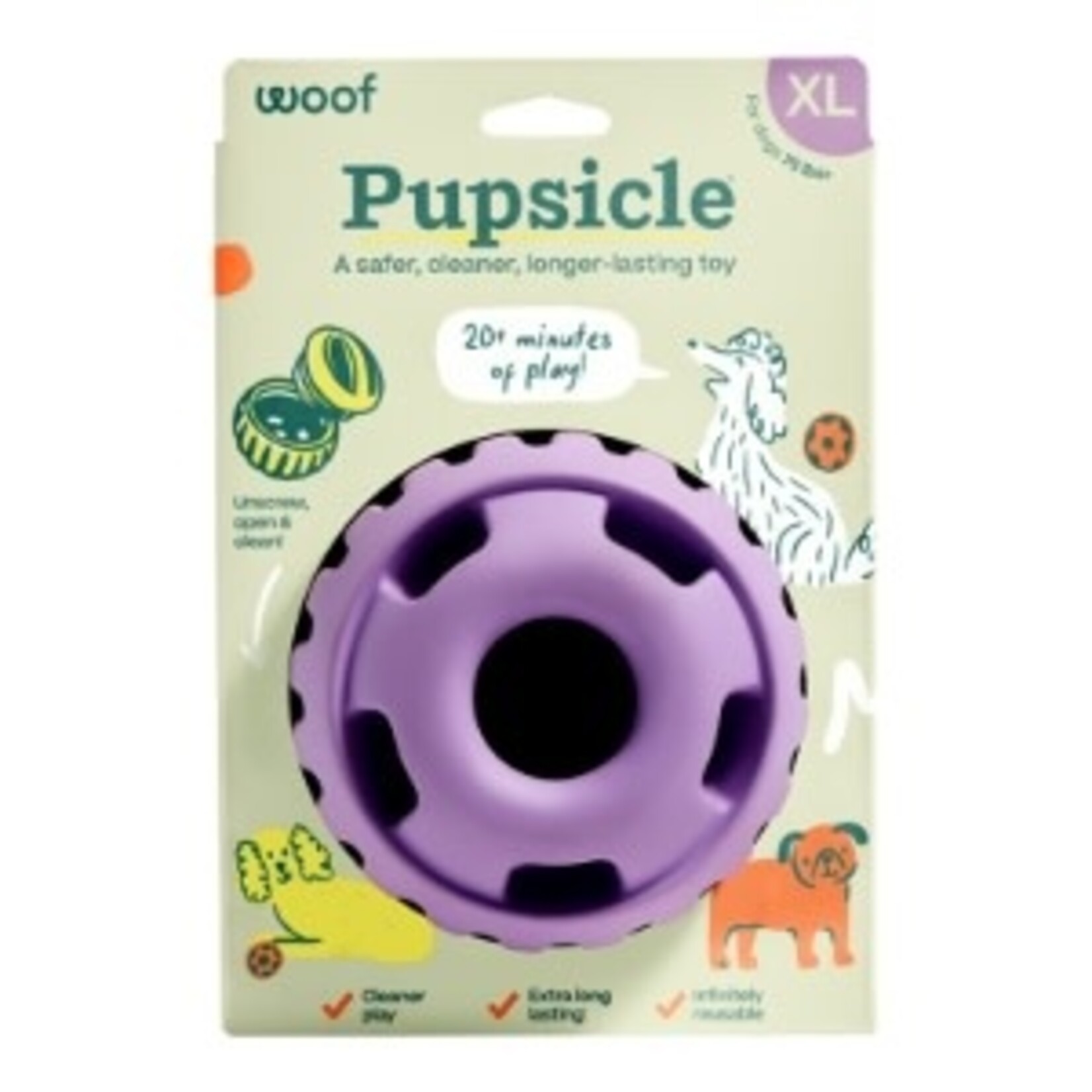 Woof Pet Woof Pupsicle Treat Dispensing Dog Toy, Lavender, Extra Large
