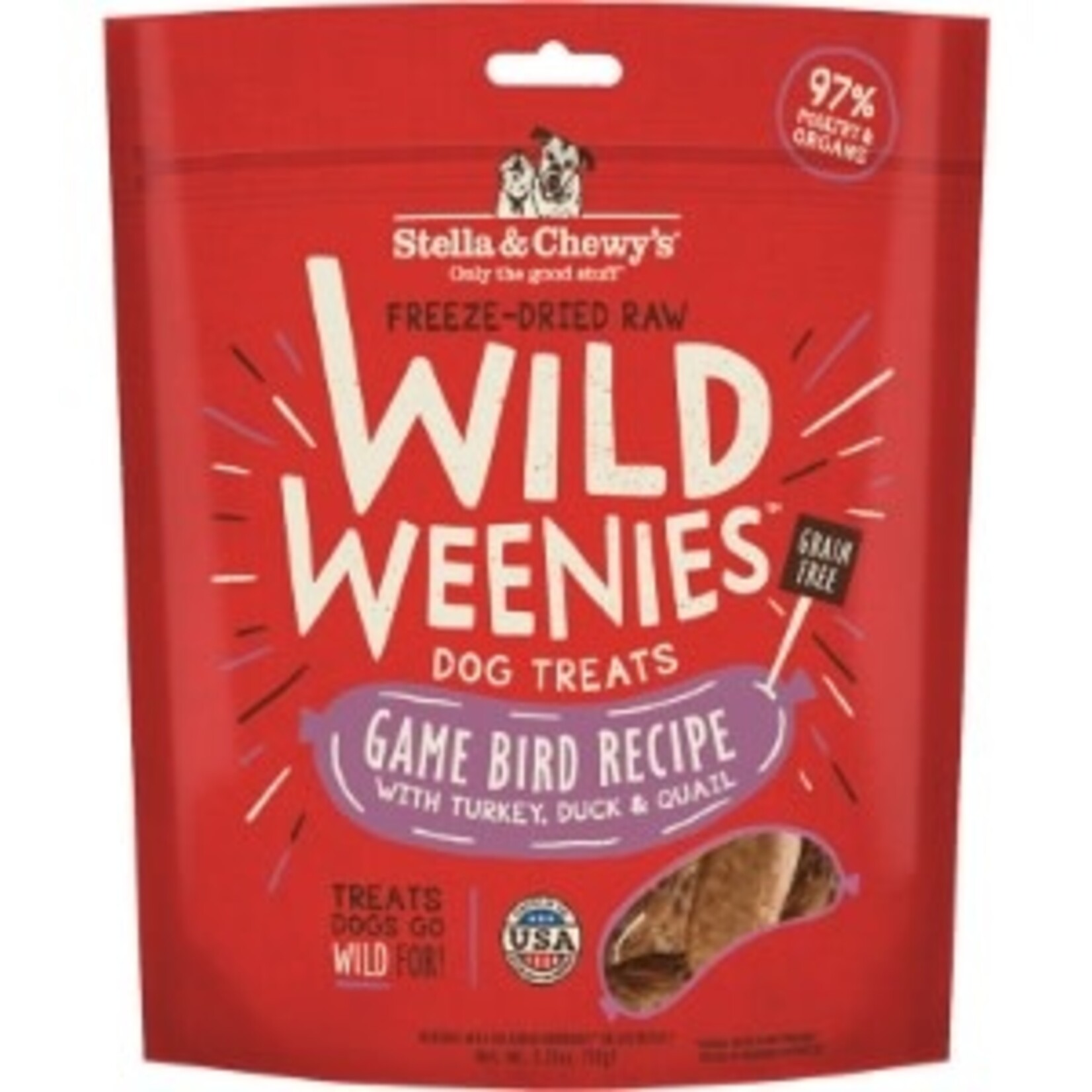 Stella & Chewys Stella & Chewy's Freeze-Dried Raw Wild Weenies Game Bird Recipe Dog Treats, 3.25 oz