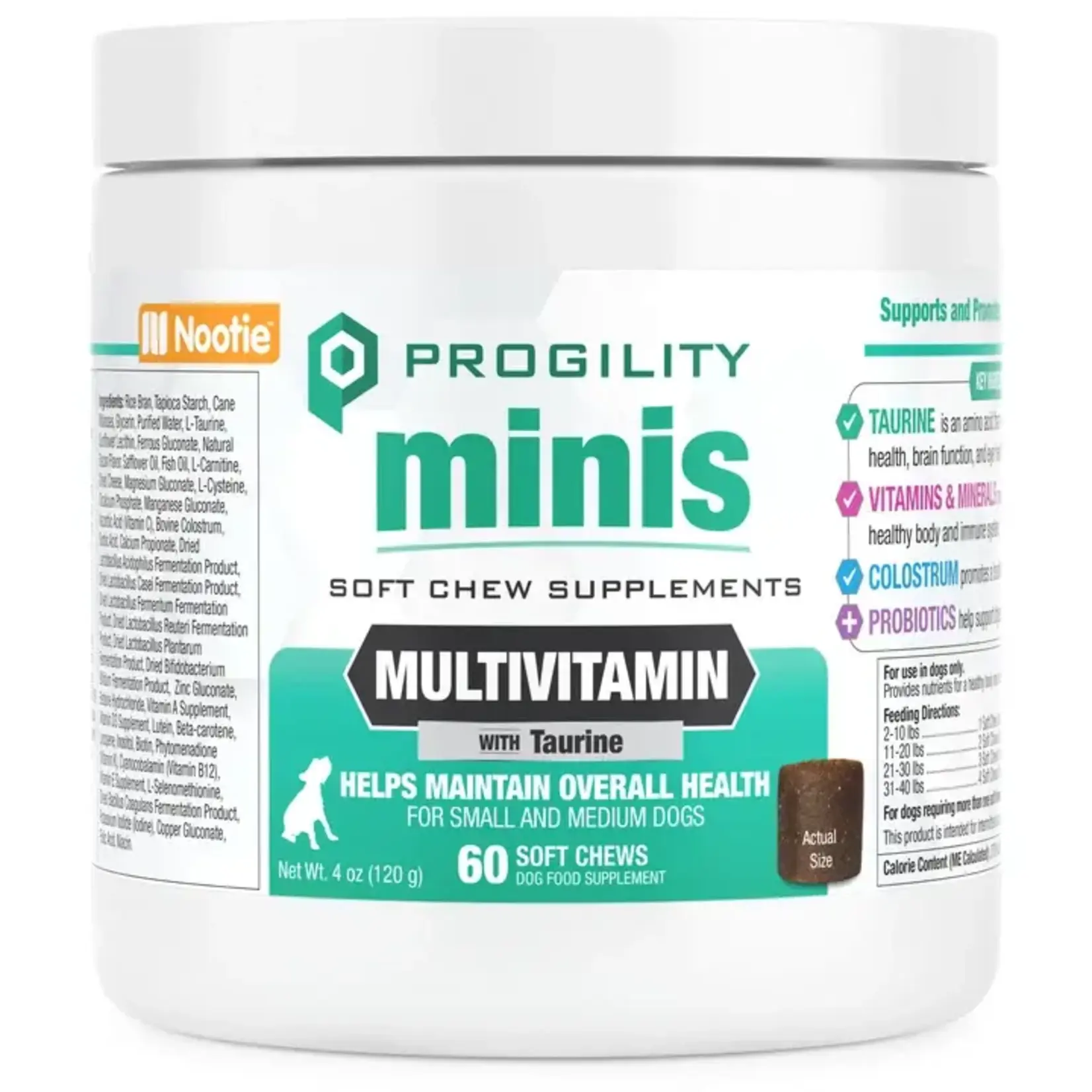 Nootie Nootie Progility Minis Multvitamin with Taurine Soft Chew Supplement for Dogs 60 Count