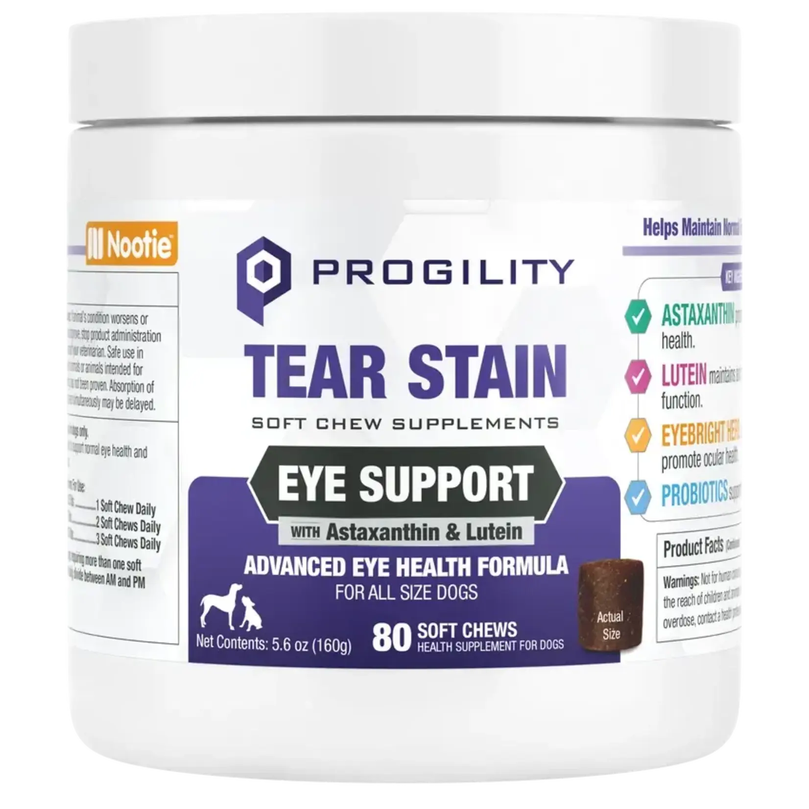 Nootie Nootie Progility Tear Stain Eye Support Soft Chew Supplement for Dogs 80 Count