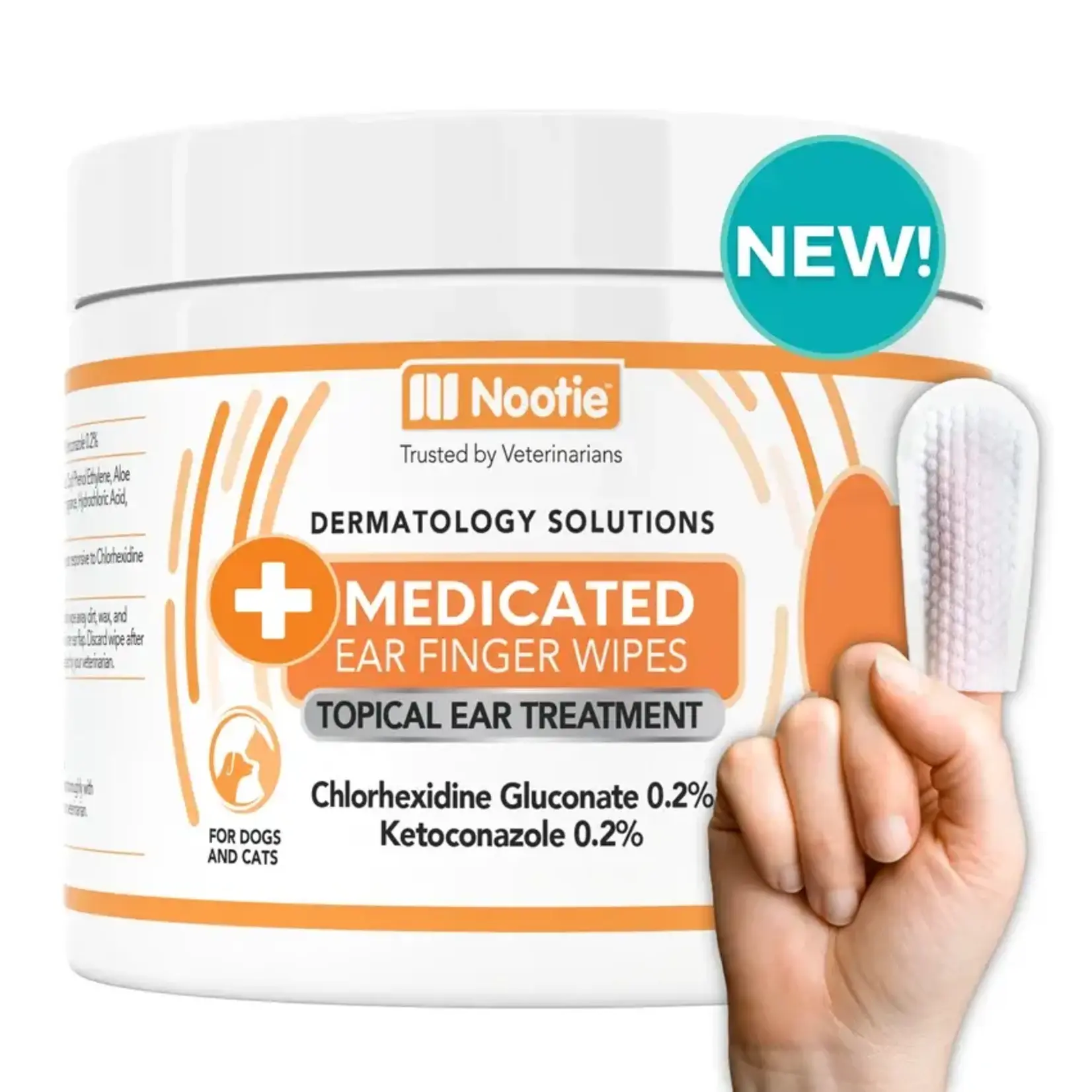 Nootie Nootie Medicated Ear Finger Wipes for Dogs and Cats 80 Count