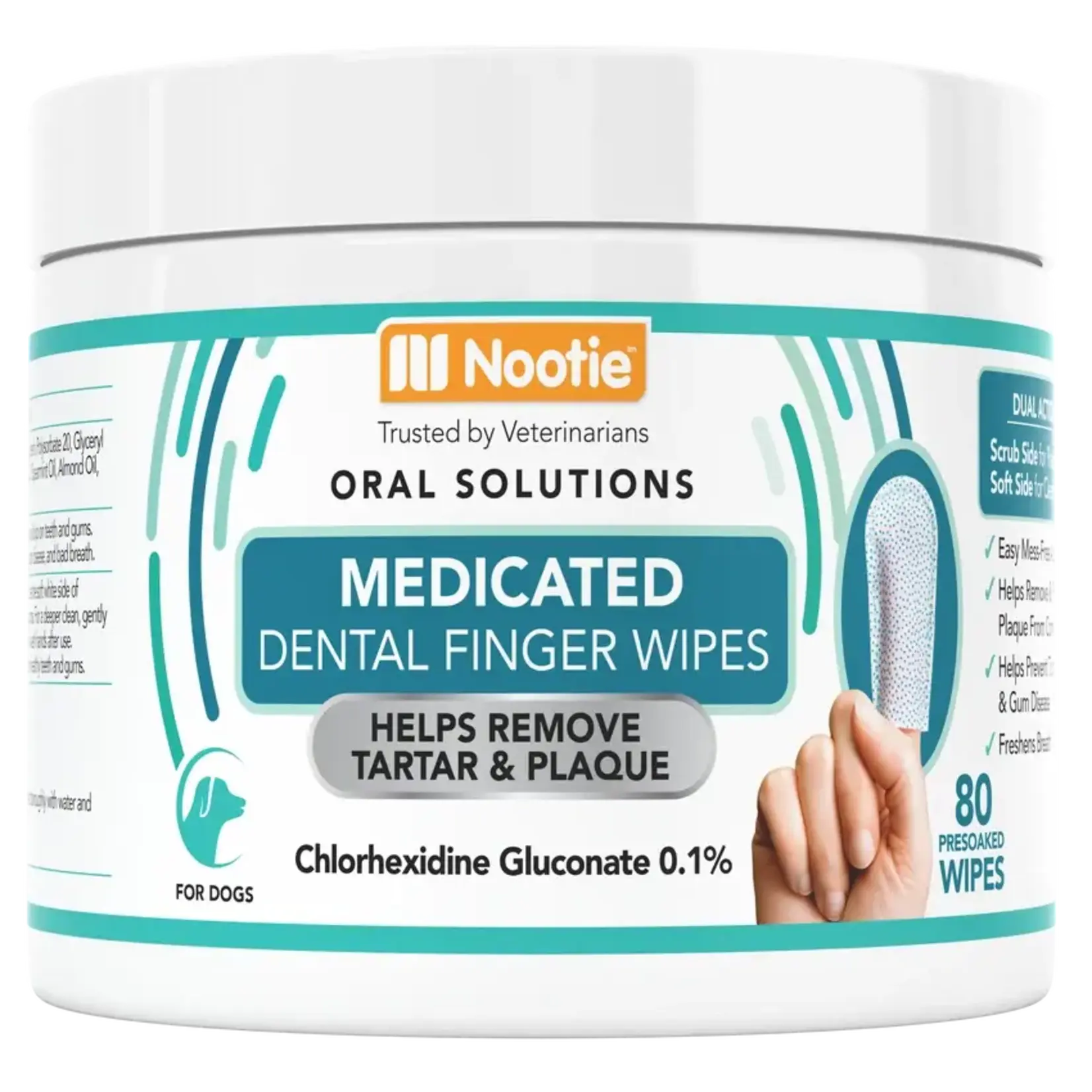 Nootie Nootie Medicated Dental Finger Wipes for Dogs 80 count