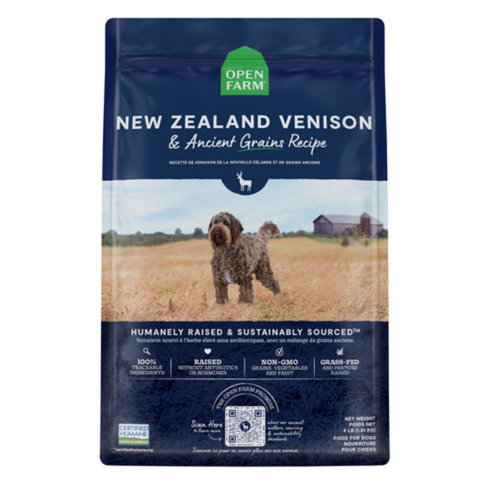 Open Farm Open Farm New Zealand Venison & Ancient Grains Dry Dog Food 22#