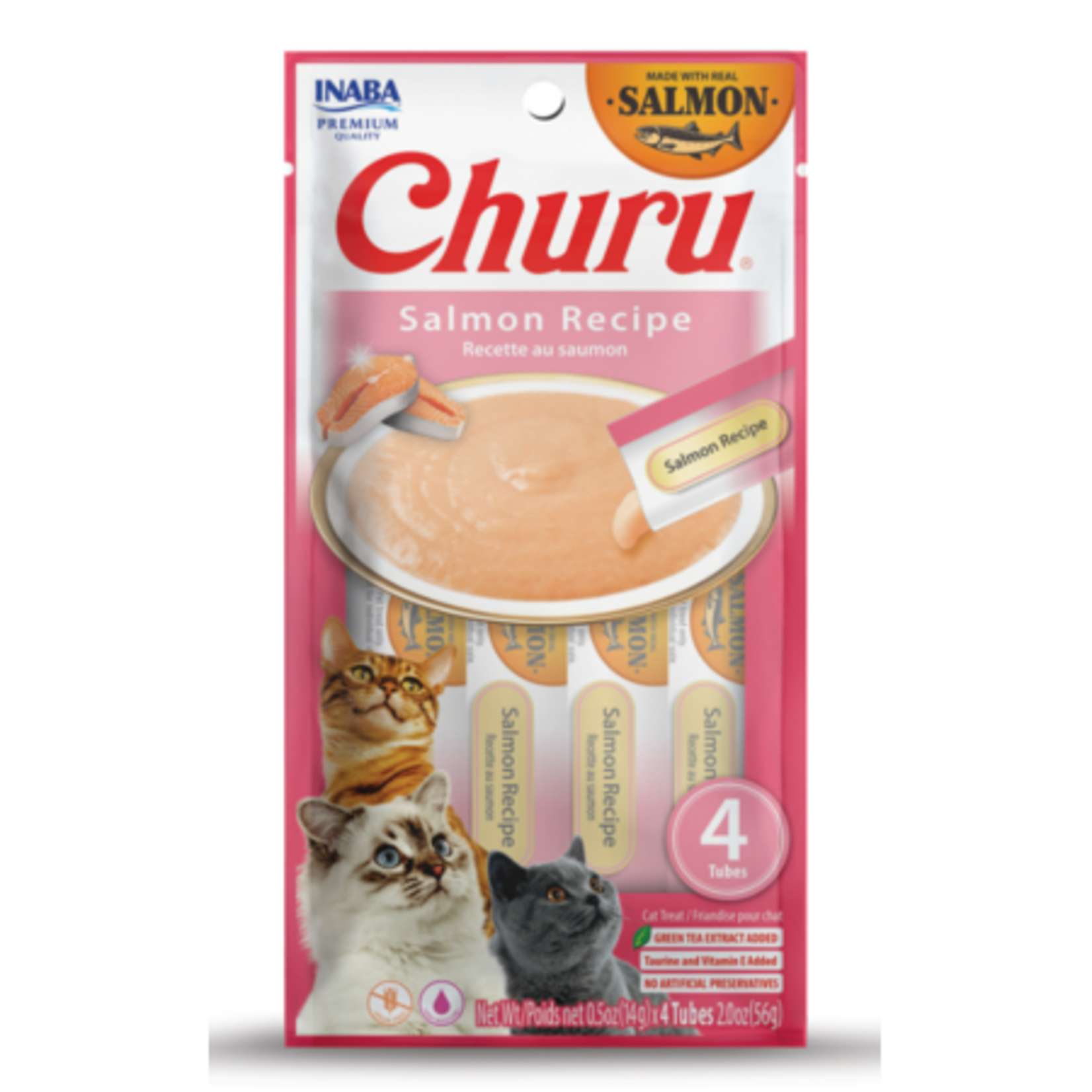Inaba Inaba Churu Grain-Free Creamy Puree Salmon Recipe Lickable Cat Treat, 0.5 oz tube, 4 pk