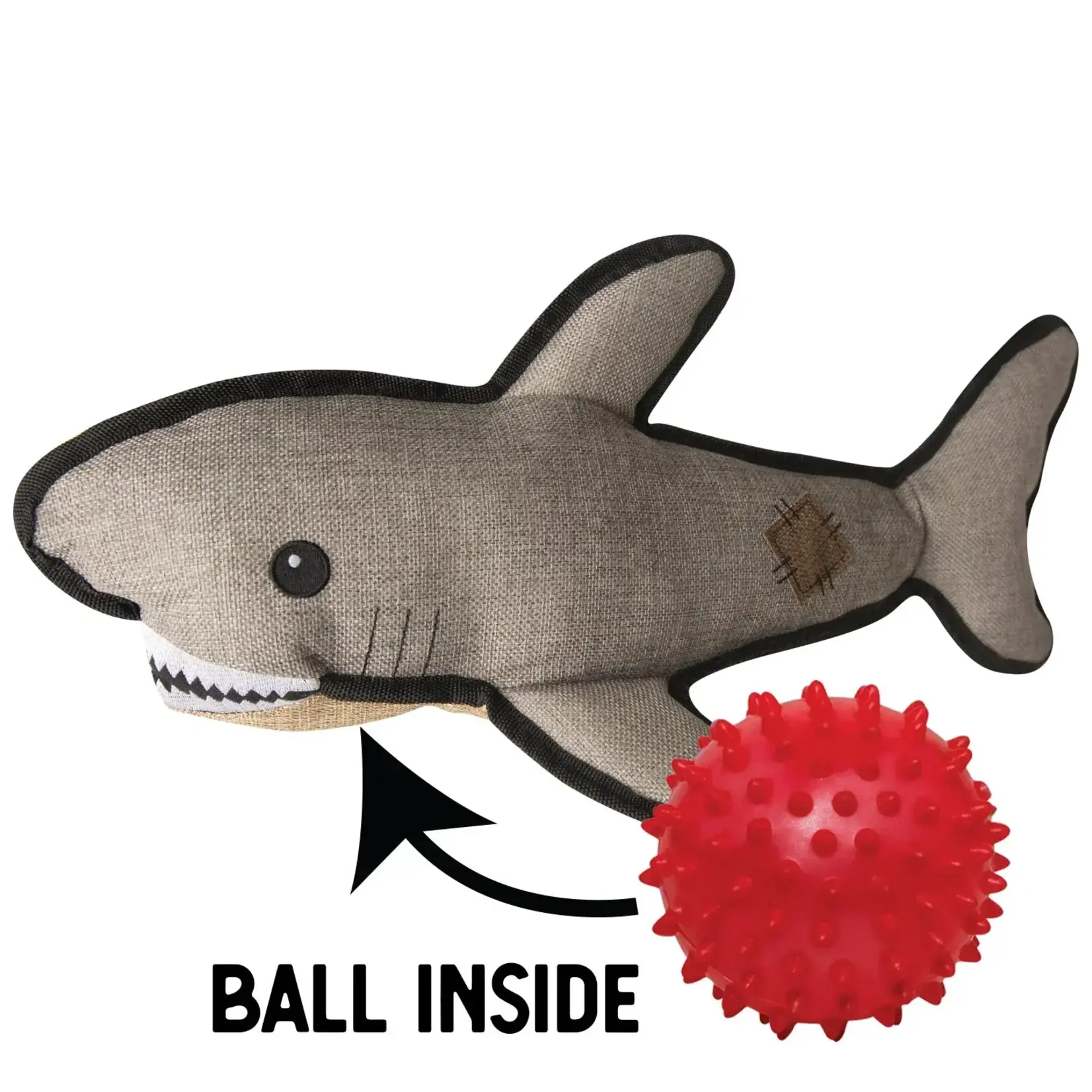 SnugArooz SnugArooz Saul the Shark with Ball Medium+ Dog Toy