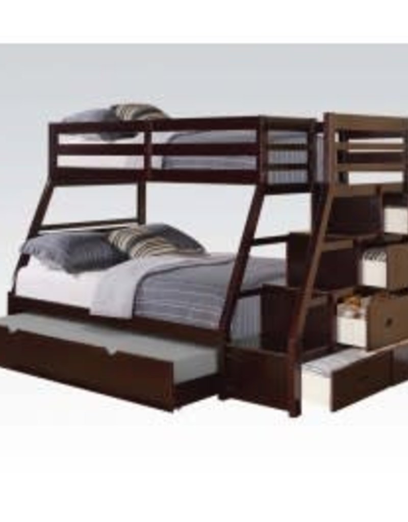 Jason T F Espresso Bunkbed With Stairs And Trundle R B Furniture Acme Jason T F Espresso Bunkbed With Stairs And Trundle