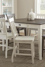 Steve Silver Cayla Counter Table Dark Oak w/4 White Chairs