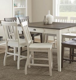 Steve Silver Cayla Counter Table Dark Oak w/4 White Chairs