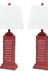 LUX LIGHTING 29.5" Light Red Coastal Shutter Table Lamp