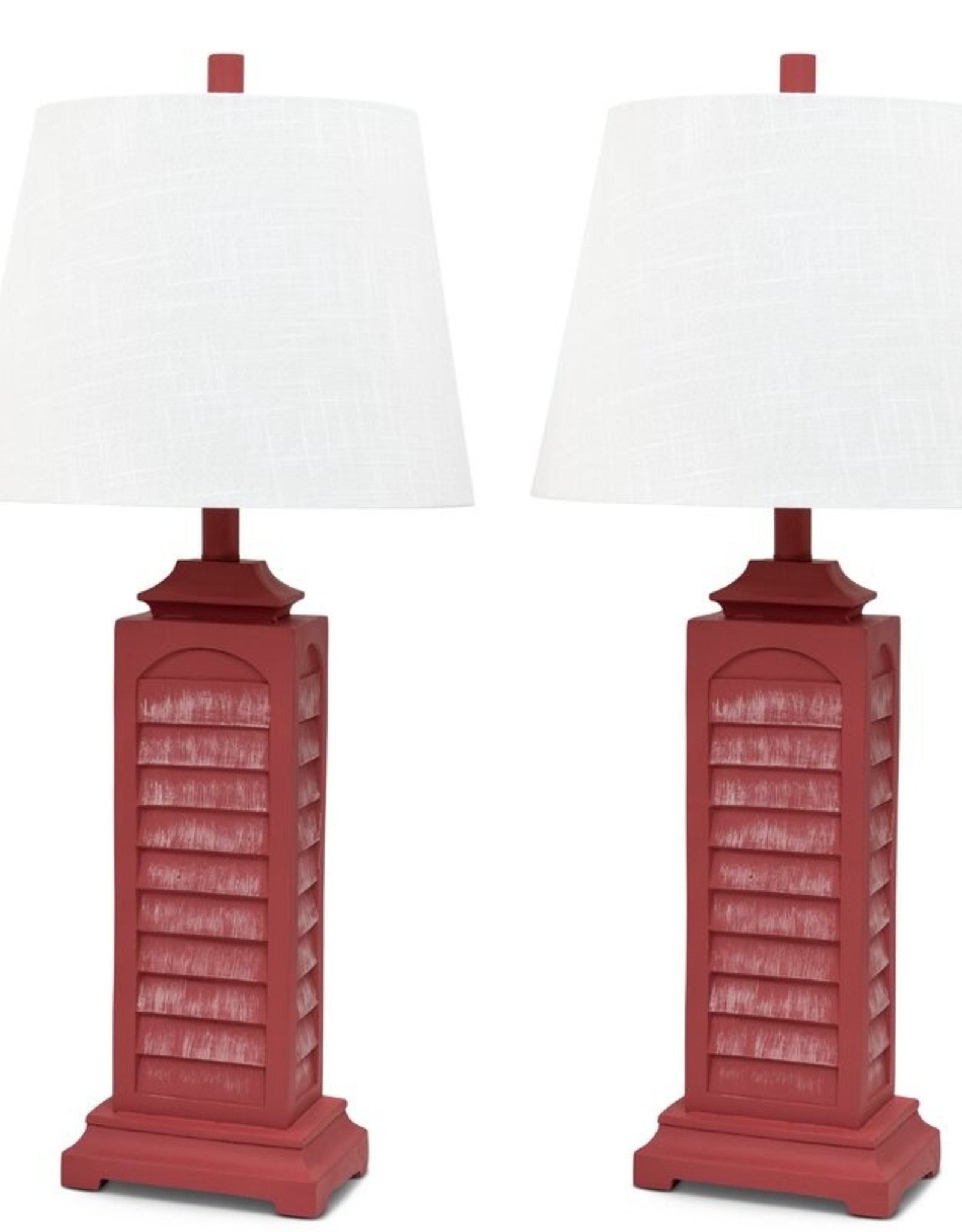 LUX LIGHTING 29.5" Light Red Coastal Shutter Table Lamp