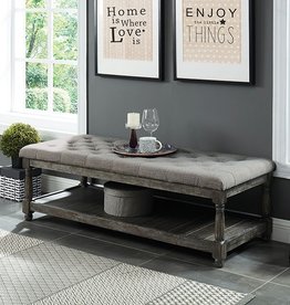 FOA Tanya Rustic Linen Gray Bench