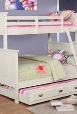 FOA White Twin Twin Bunk with Trundle