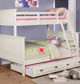 FOA White Twin Twin Bunk with Trundle