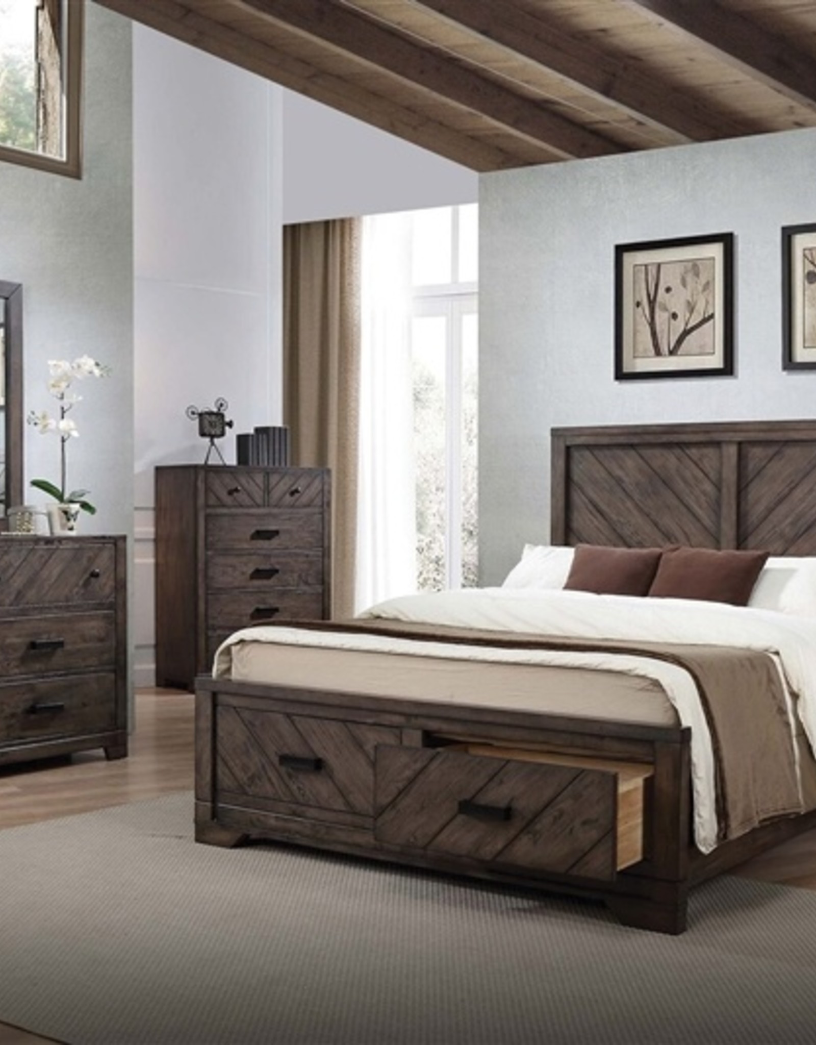 Coaster Dark Brown Bedroom Suite: DMCN Q Storage Bed