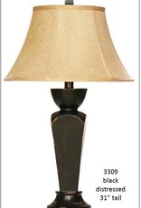 H&H 3309 Black Distressed Table Lamp