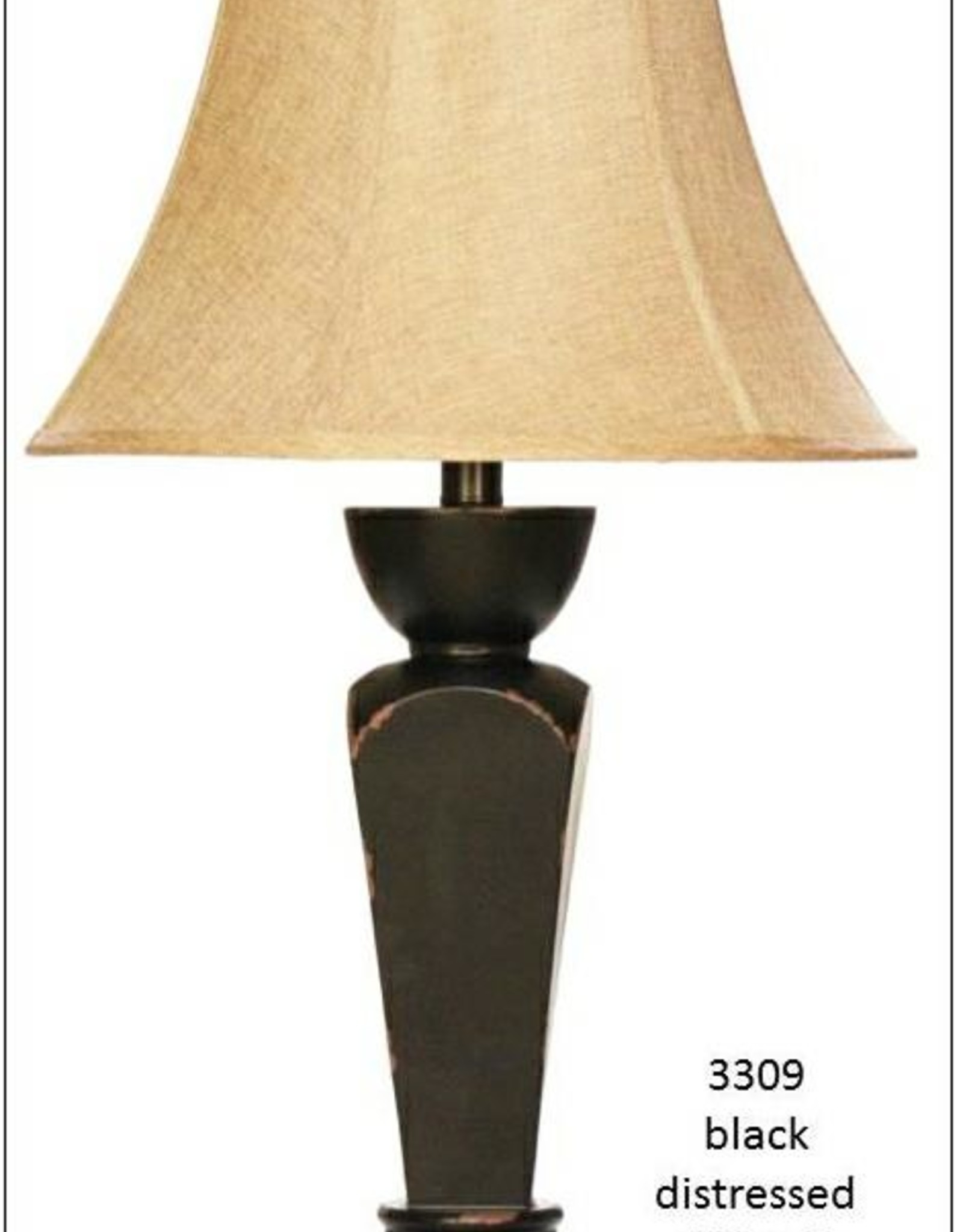 H&H 3309 Black Distressed Table Lamp