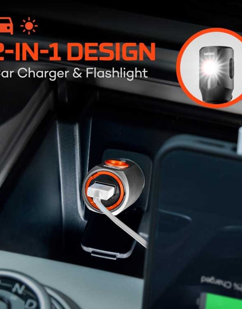 Nebo TRANSPORT 400 2-IN-1 CAR CHARGER & FLASHLIGHT