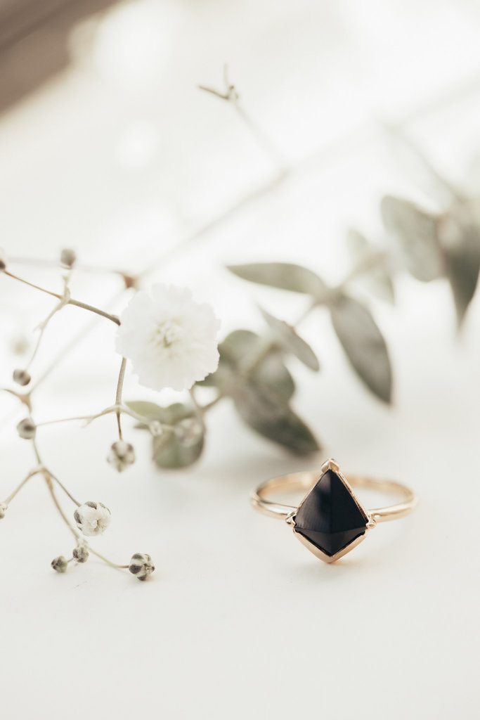 Sarah O Kite Shaped Black Spinel Stack Ring