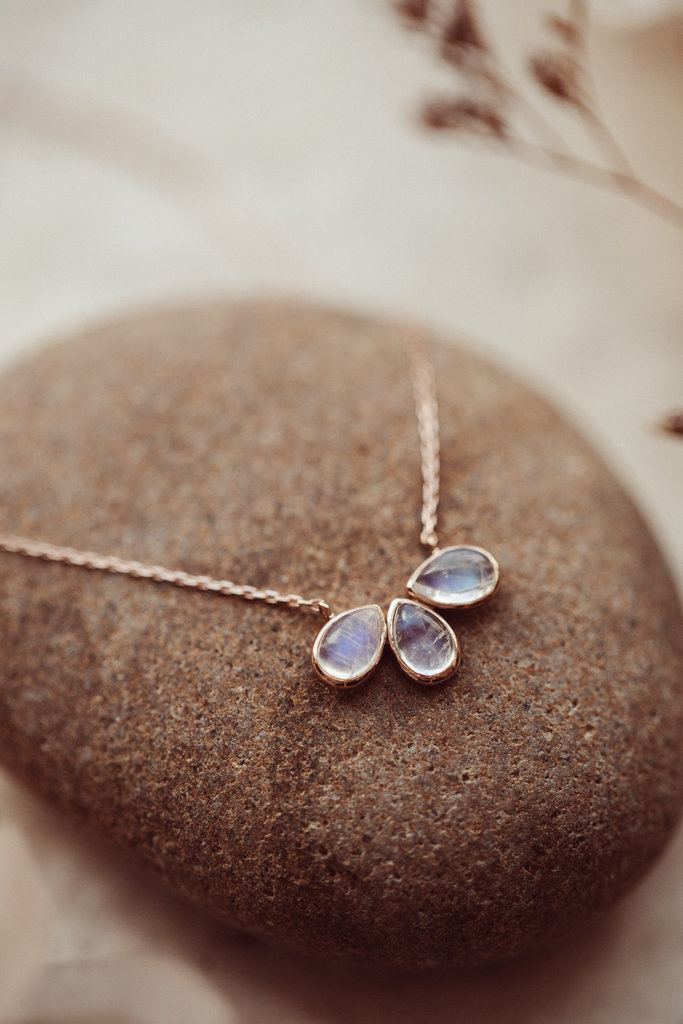 Sarah O 3 Pear Moonstone Bezel Necklace