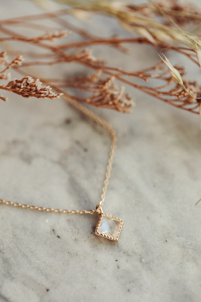 Sarah O Square Moonstone Bezel Necklace