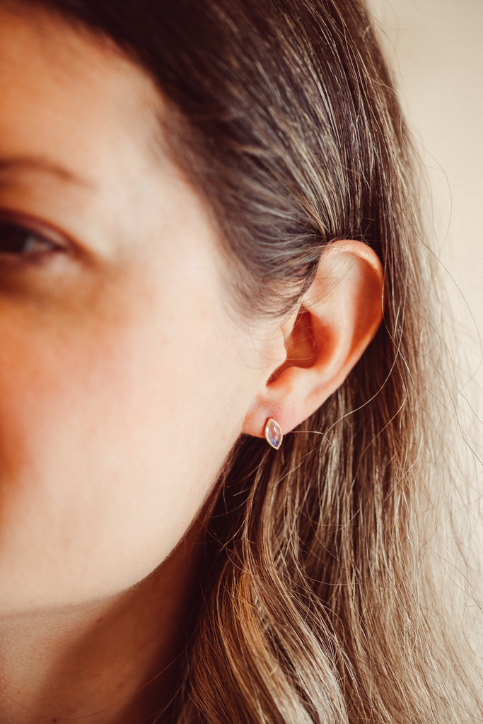 Sarah O Marquise Moonstone Bezel Stud Earrings