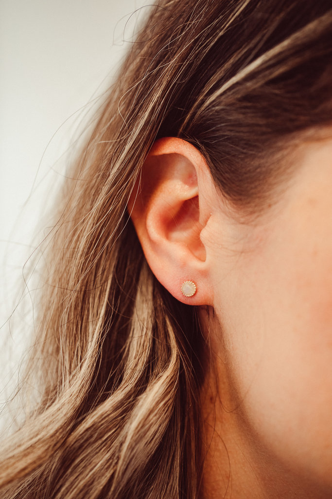 Sarah O Round Moonstone Milgrain Stud Earrings